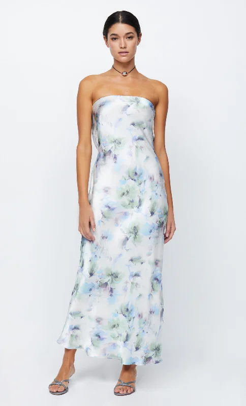 MOON DANCE STRAPLESS DRESS - WATERCOLOUR FLORAL