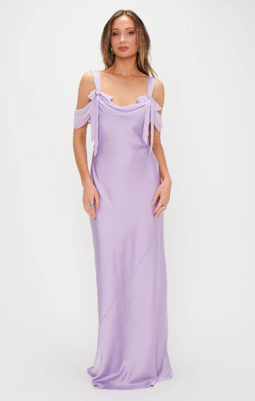 Bella Maxi Dress ~ Lavender Luxe Satin