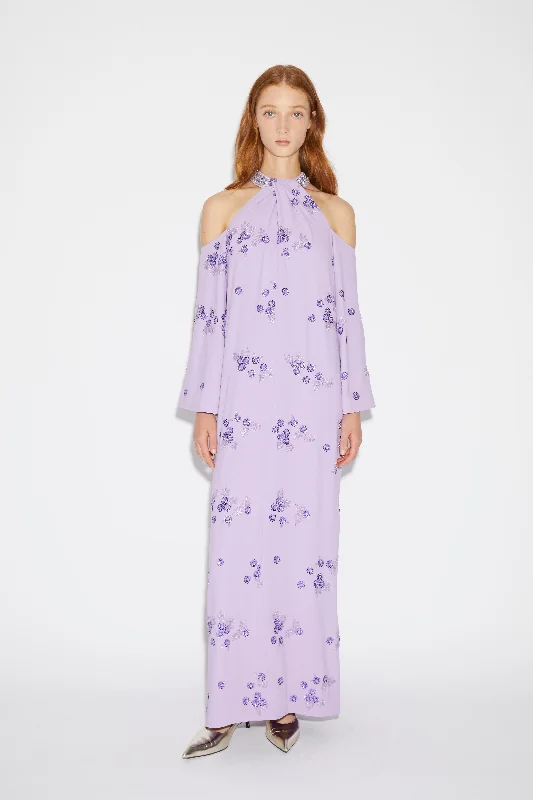 VITTO DRESS LAVENDER EMBELLISHED CREPE JERSEY