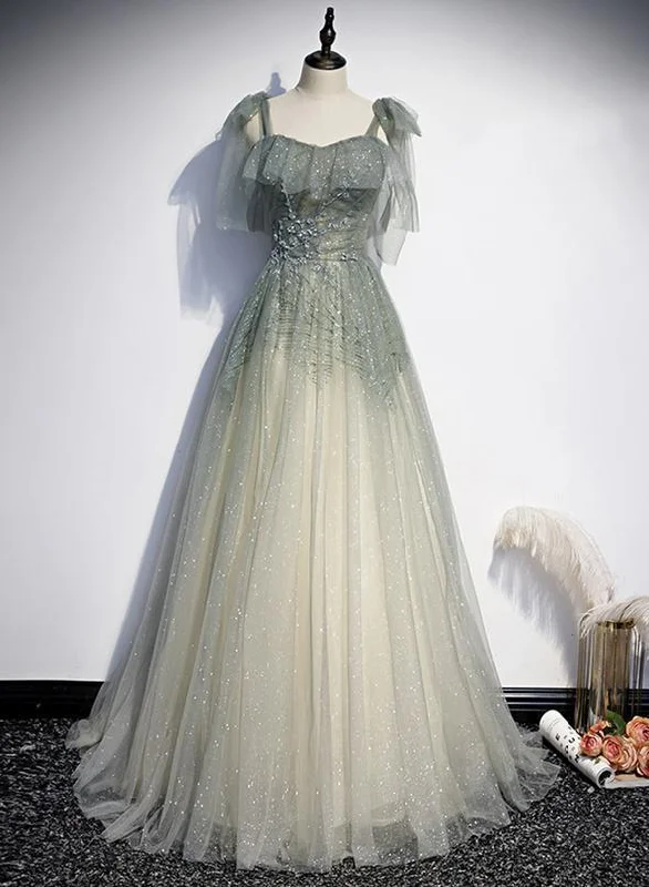 Elegant tulle long A line prom dress evening dress    cg17153