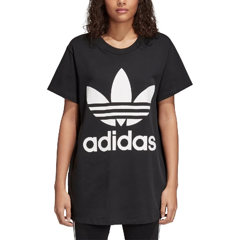 Adidas Originals Trefoil Oversized Women's T-Shirt Black/White Striped Floral Plaid