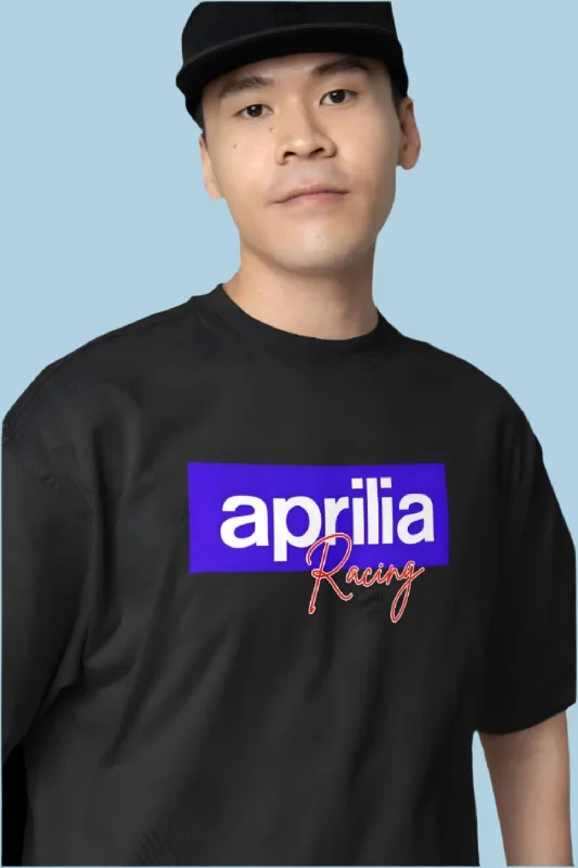 Aprilia Racing Oversized T-shirt for Men Welt Pockets Slit Pockets Flap Pockets