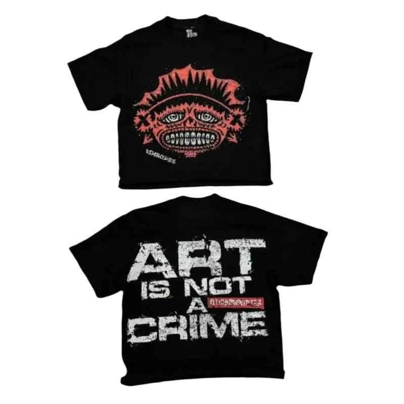 Art is Not A Crime Oversized Graphic T Shirts Terry Blend Velvet Blend Canvas Blend