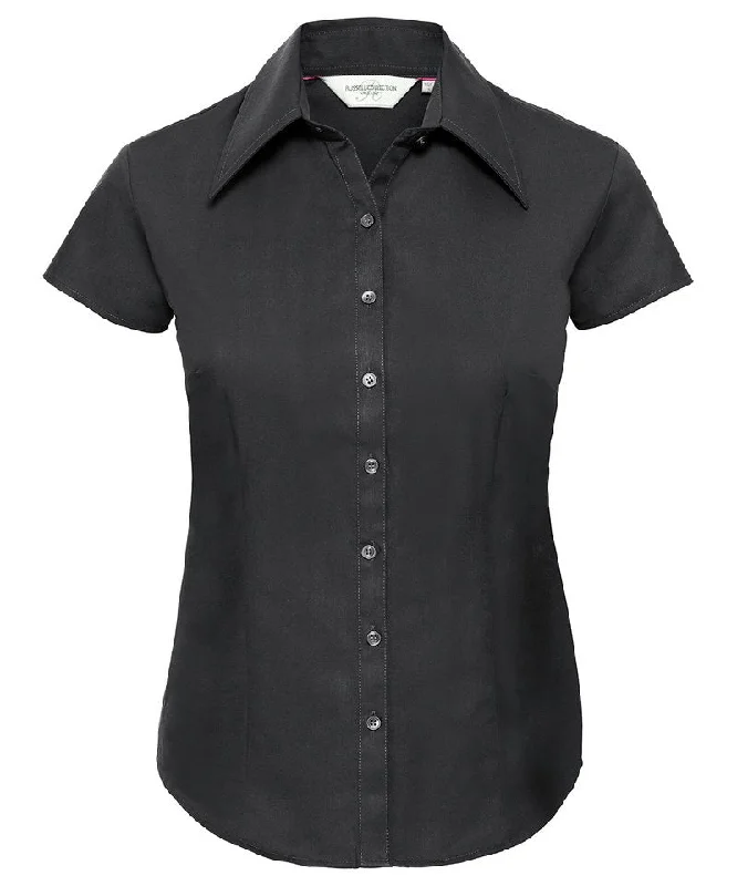 Black - Women’s cap sleeve Tencel® fitted shirt Front Pockets Side Pockets Patch Pockets Black - Women’s cap sleeve Tencel® fitted shirt Front Pockets Side Pockets Patch Pockets