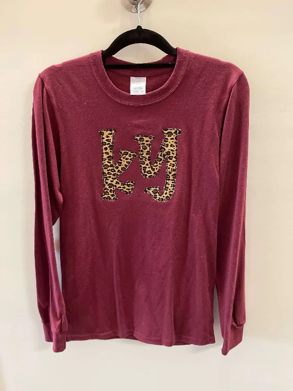 Burgundy Ladies KY Applique Shirt Fitted T-Shirt Seamless Stretchy