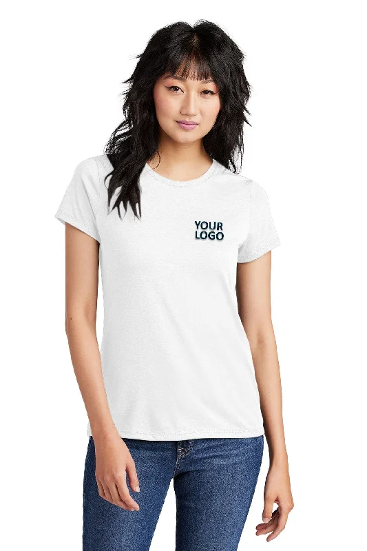 District Made Ladies Perfect Tri Crew Tee's, White Casual Formal Business