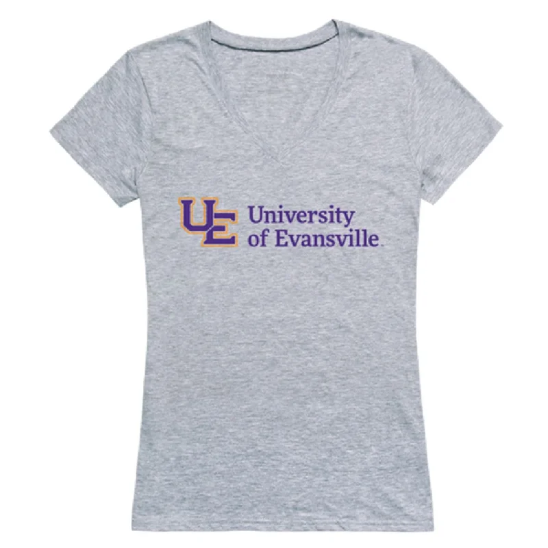 Evansville Purple Aces Womens Seal T-Shirt Embroidered Appliqued Beaded