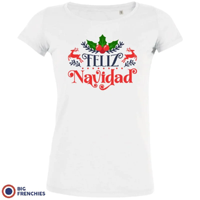 Feliz Navidad Christmas Women's Organic Cotton Tee Oversized T-Shirt Spandex breathable Feliz Navidad Christmas Women's Organic Cotton Tee Oversized T-Shirt Spandex breathable