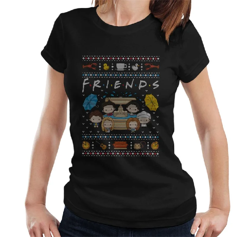 Friends Christmas Opening Scene Women's T-Shirt Collared Crew Neck Turtle Neck