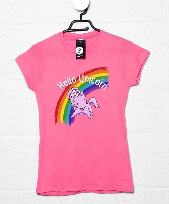 Hello Unicorn Womens T-Shirt Mesh Blend Leather Blend Suede Blend