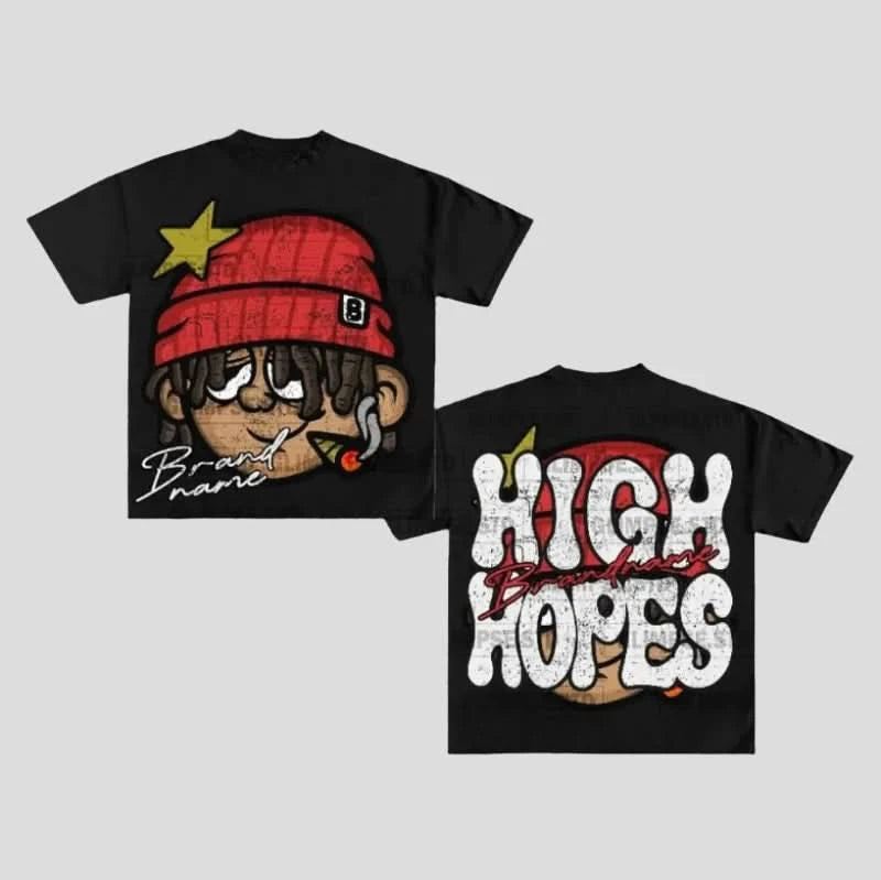 High Hopes T-Shirt - Oversized Graphic Tee Cashmere Blend Cotton Blend Poly Blend