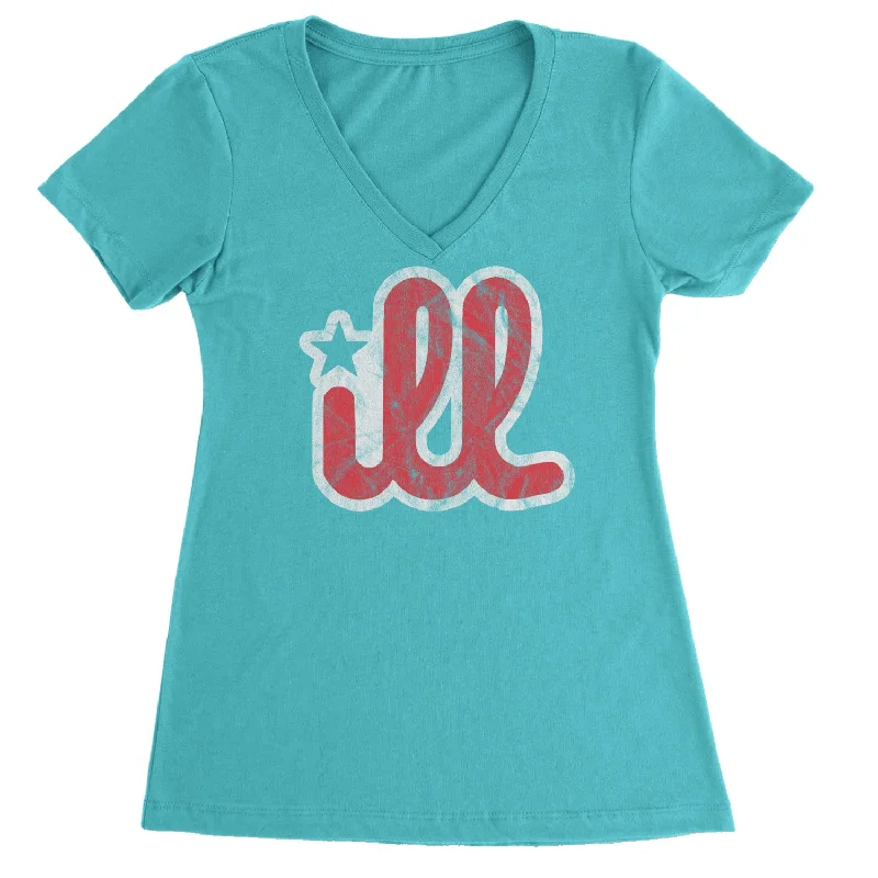 ILL Vintage It's A Philadelphia Philly Thing Ladies V-Neck T-shirt Lace Blend Ribbed Blend Corduroy Blend