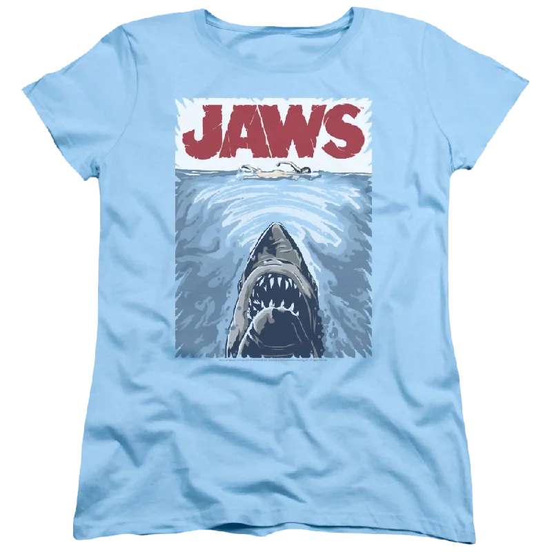 Jaws Graphic Poster Women's T-Shirt Machine Wash Dry Clean Hand Wash