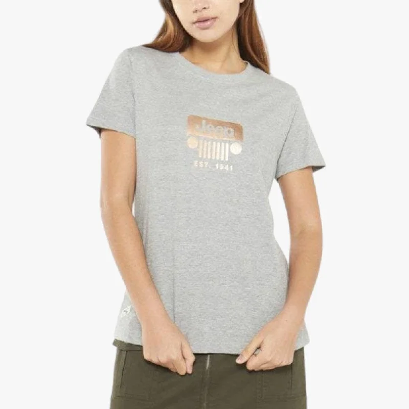 Jeep Womens Foil Grill Short Sleeve Tee Grey Mel Mesh Blend Leather Blend Suede Blend Jeep Womens Foil Grill Short Sleeve Tee Grey Mel Mesh Blend Leather Blend Suede Blend