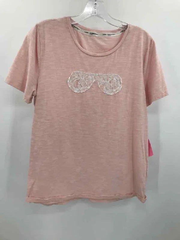 Pre-Owned Karl Lagerfeld Pink Size Medium T-shirt Graphic T-Shirt Round Neck Polyester Pre-Owned Karl Lagerfeld Pink Size Medium T-shirt Graphic T-Shirt Round Neck Polyester