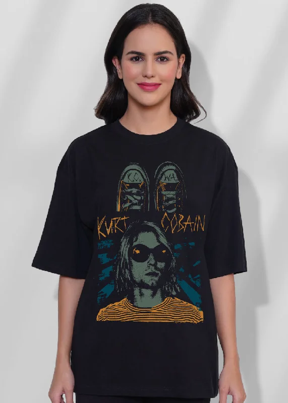 Kurt Cobain Women Oversized T-Shirt Anti-Pilling Machine Wash Handmade