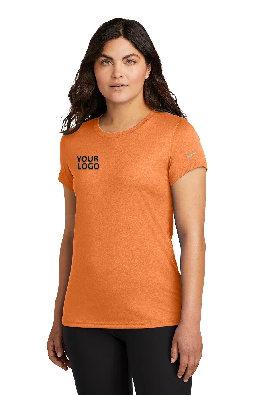 Nike Ladies Swoosh Sleeve rLegend Customized Tee's, Desert Orange Chenille Fabric Brocade Fabric Lace Fabric