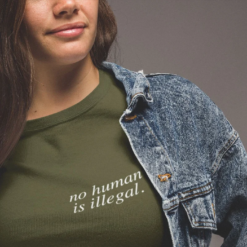 No Human Is Illegal | We Welcome Unisex T-Shirt Seamless Knitted Crochet