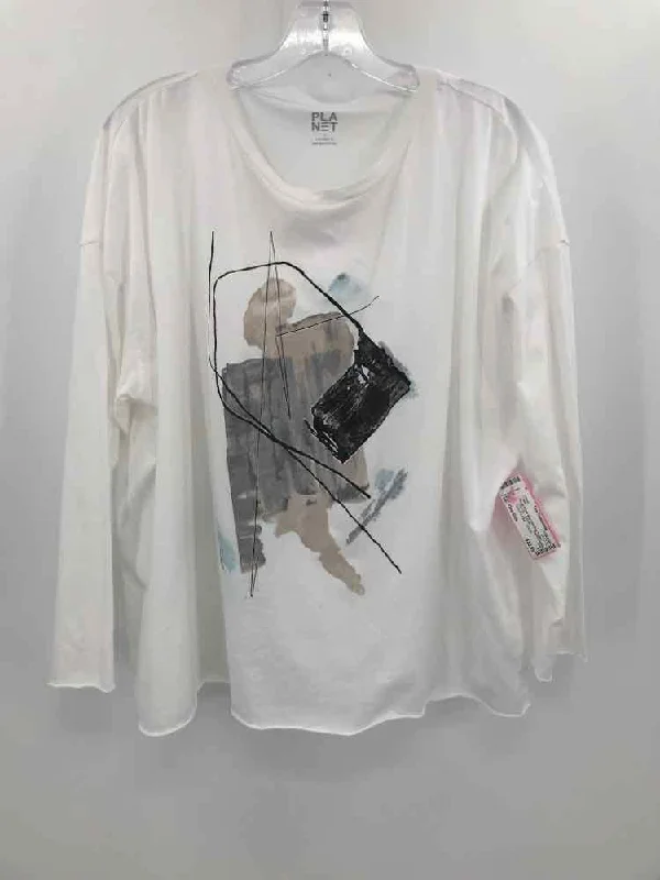 Pre-Owned Planet White Size One Size T-shirt Fashionable Trendy Casual