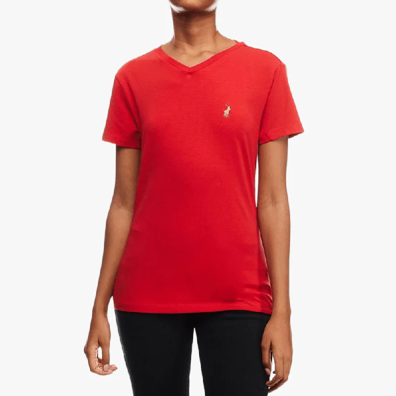 Polo Womens Basic V Neck Short Sleeve Tee Orange Jersey Fabric Tulle Fabric Batik Fabric Polo Womens Basic V Neck Short Sleeve Tee Orange Jersey Fabric Tulle Fabric Batik Fabric
