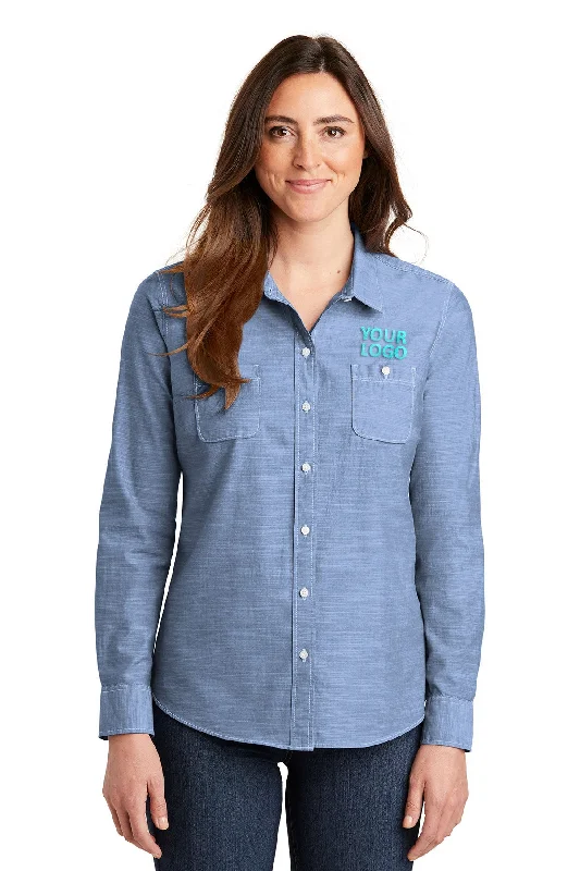 Port Authority Ladies Custom Chambray Shirts, Light Blue Knit Fabric Woven Fabric Fleece Fabric Port Authority Ladies Custom Chambray Shirts, Light Blue Knit Fabric Woven Fabric Fleece Fabric