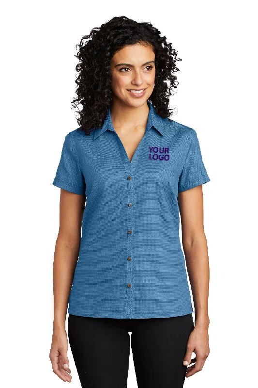 Port Authority Ladies Textured Customized Camp Shirts, Celadon Layered Multi-layer Single Layer Port Authority Ladies Textured Customized Camp Shirts, Celadon Layered Multi-layer Single Layer