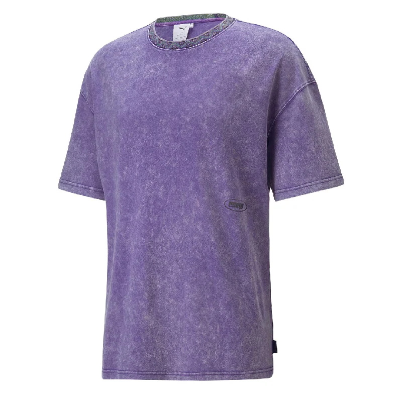 Puma x P.A.M AOP Tee Prism Violet Mesh Fabric Canvas Fabric Denim Fabric