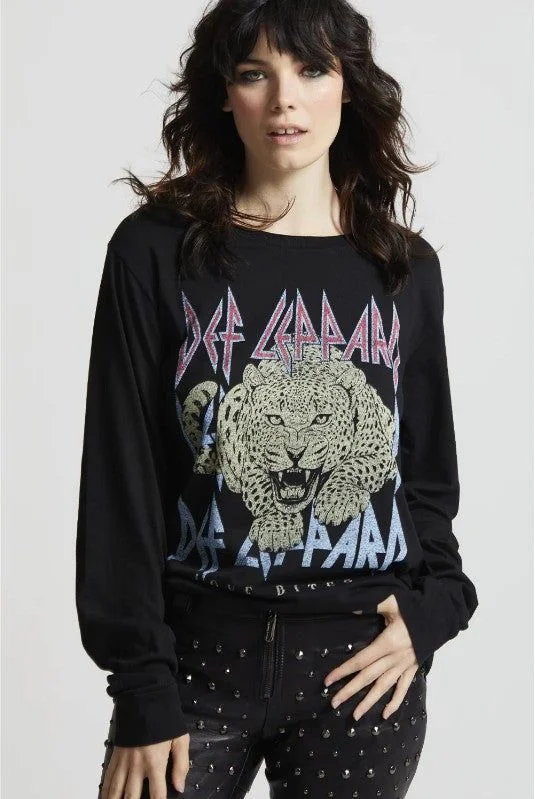 Recycled Karma Def Leppard Love Bites Long Sleeve Tee Wool Fabric Cashmere Fabric Tweed Fabric