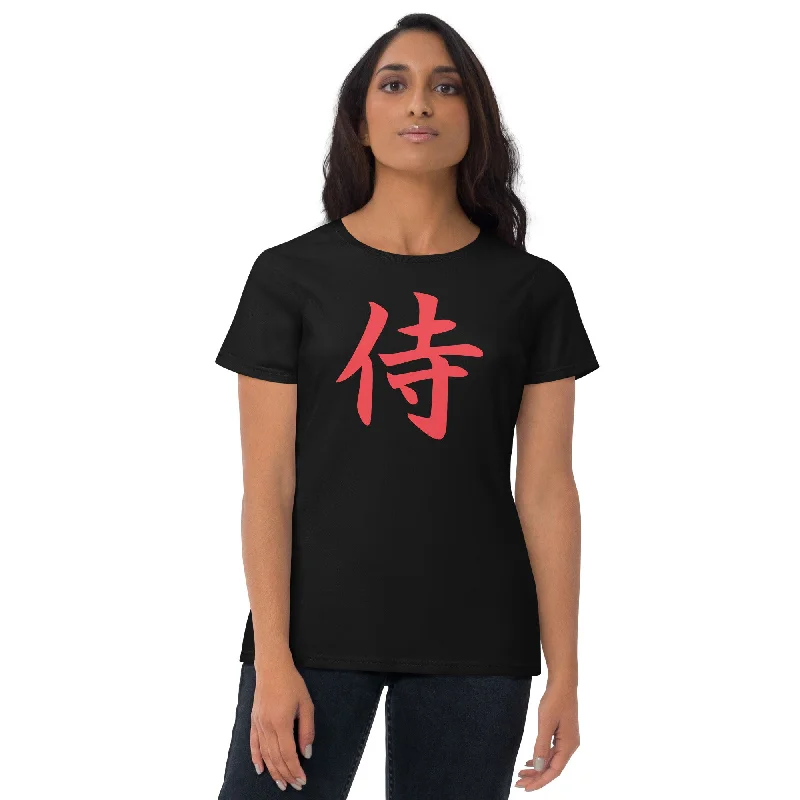 Red Samurai The Japanese Kanji Symbol Women's Short Sleeve Babydoll T-shirt Elegant Classic Vintage Red Samurai The Japanese Kanji Symbol Women's Short Sleeve Babydoll T-shirt Elegant Classic Vintage