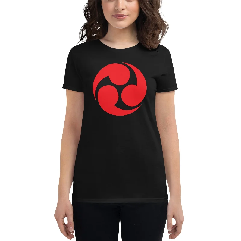 Red Tomoe Mitsudomoe Japanese Symbol Anime Women's Short Sleeve Babydoll T-shirt Welt Pockets Slit Pockets Red Tomoe Mitsudomoe Japanese Symbol Anime Women's Short Sleeve Babydoll T-shirt Welt Pockets Slit Pockets
