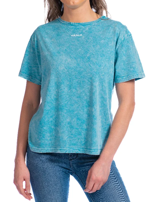 Relaxed Crew T-shirt : Frosted Teal Elasticated Padded Insulated