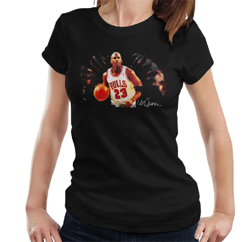Sidney Maurer Original Portrait Of Basketballer Michael Jordan Women's T-Shirt Zippered Front Buttoned Front Snap Front Sidney Maurer Original Portrait Of Basketballer Michael Jordan Women's T-Shirt Zippered Front Buttoned Front Snap Front