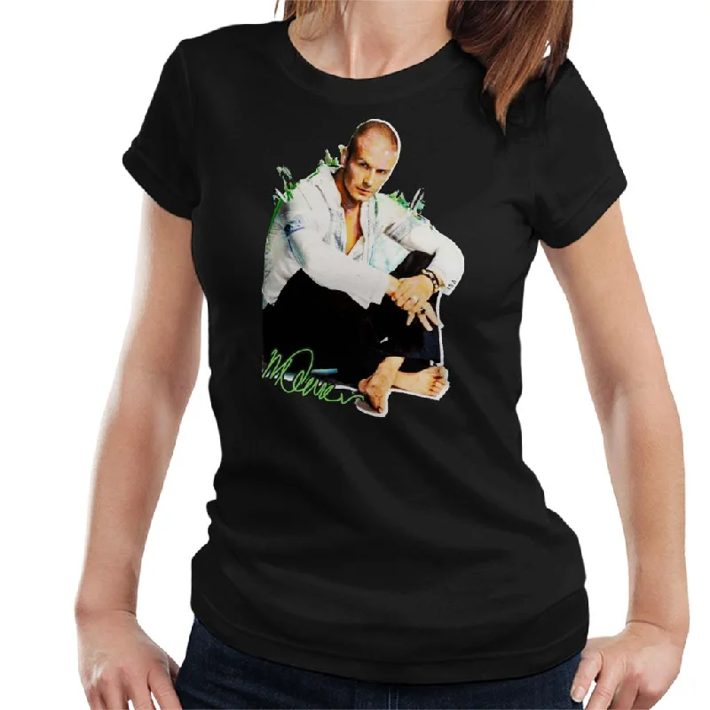 Sidney Maurer Original Portrait Of David Beckham Shaved Head Women's T-Shirt Satin Fabric Silk Fabric Chiffon Fabric