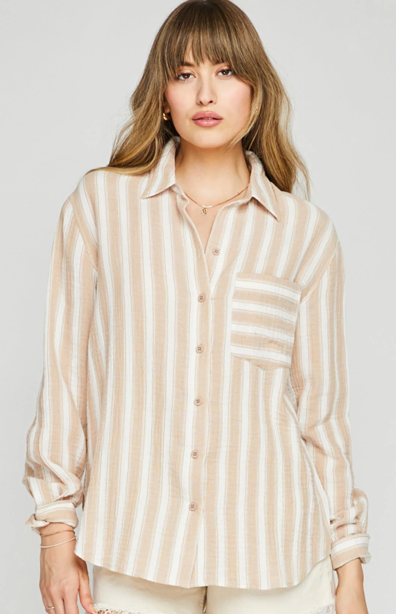 Sonia Button-Down Shirt Boxy Fit Fitted Loose