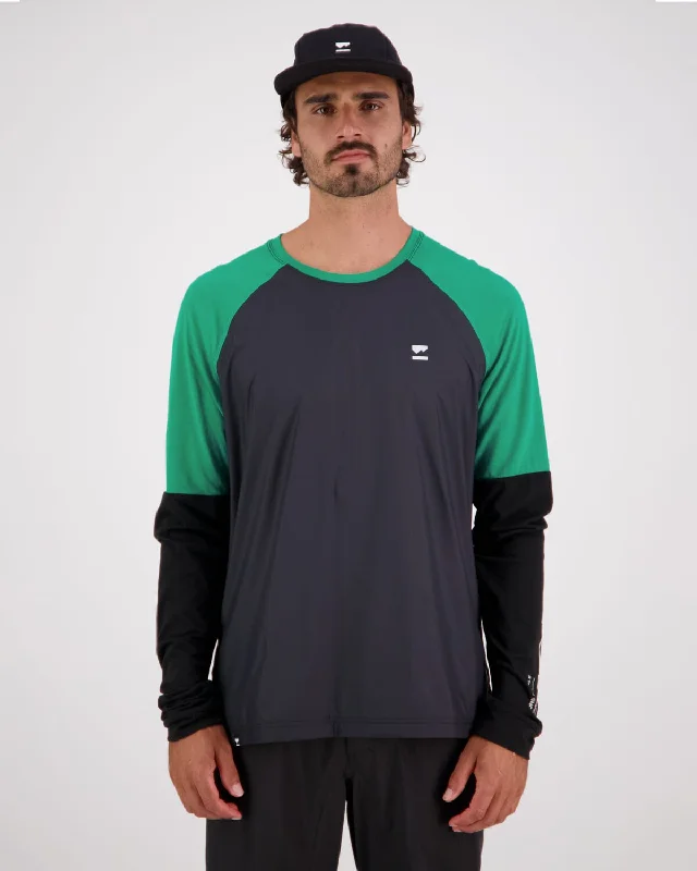 Tarn Merino Bike Wind Jersey - Pop Green / Black Summer Jersey Tee