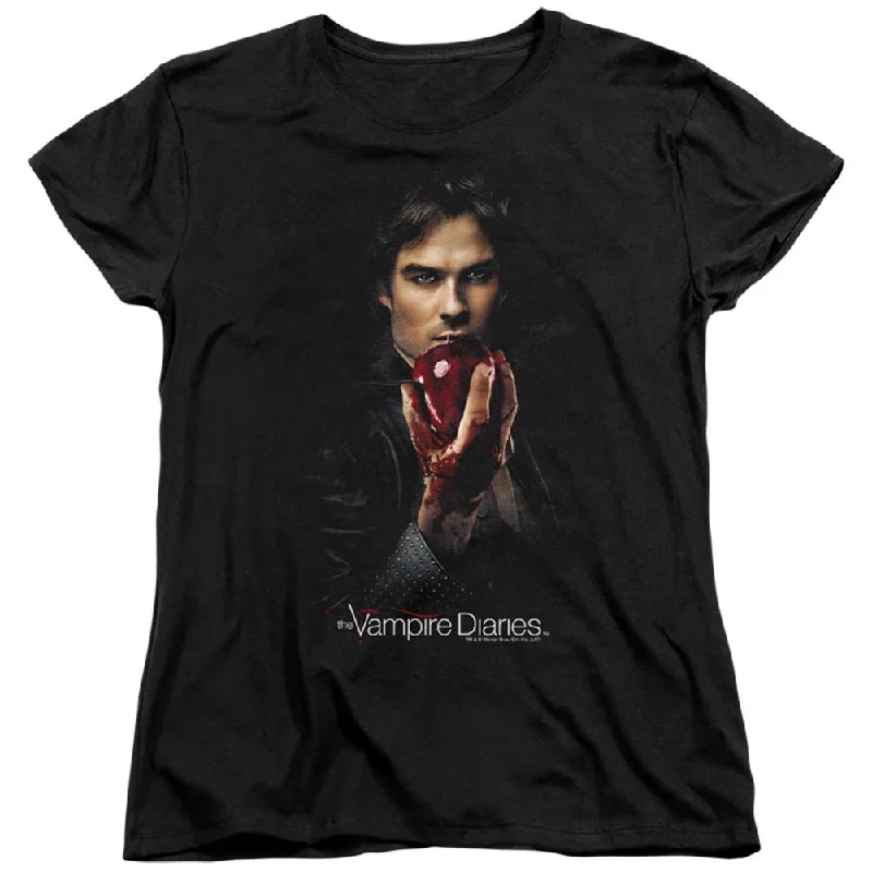 The Vampire Diaries Damon Fruit Women's 18/1 Cotton Short-Sleeve T-Shirt Nylon Fabric Polyester Fabric Spandex Fabric The Vampire Diaries Damon Fruit Women's 18/1 Cotton Short-Sleeve T-Shirt Nylon Fabric Polyester Fabric Spandex Fabric