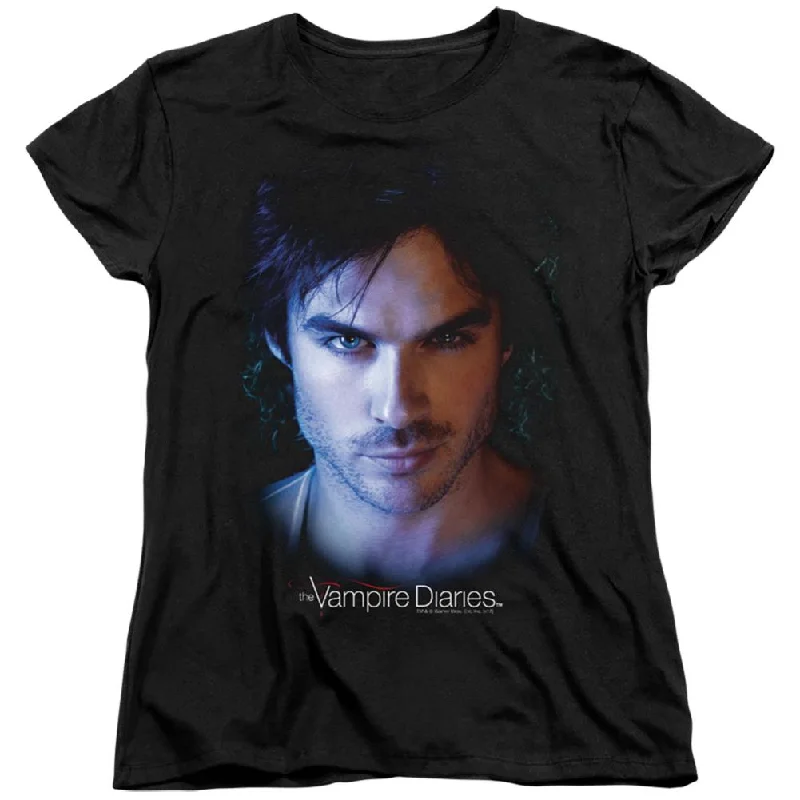 The Vampire Diaries Damon Women's 18/1 Cotton Short-Sleeve T-Shirt V-Neck T-Shirt Long Sleeve Cotton The Vampire Diaries Damon Women's 18/1 Cotton Short-Sleeve T-Shirt V-Neck T-Shirt Long Sleeve Cotton