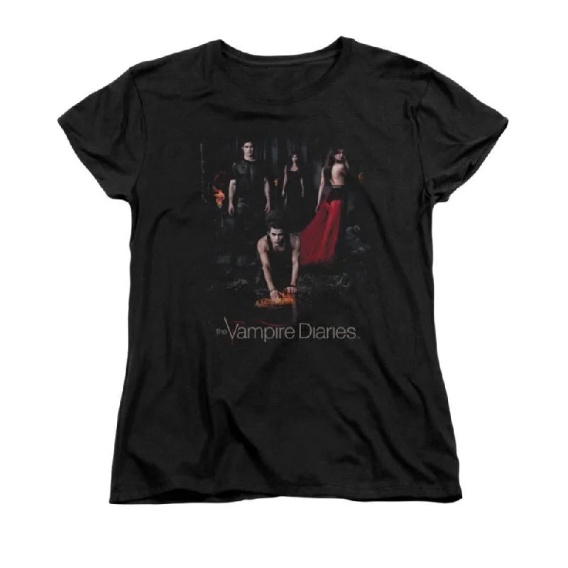 The Vampire Diaries Fire Women's 18/1 Cotton Short-Sleeve T-Shirt Jersey Fabric Tulle Fabric Batik Fabric The Vampire Diaries Fire Women's 18/1 Cotton Short-Sleeve T-Shirt Jersey Fabric Tulle Fabric Batik Fabric