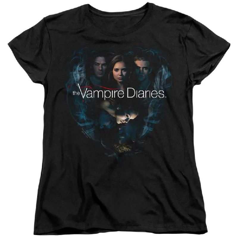 The Vampire Diaries Hearts Desire Women's 18/1 Cotton Short-Sleeve T-Shirt Print Jacquard Patchwork The Vampire Diaries Hearts Desire Women's 18/1 Cotton Short-Sleeve T-Shirt Print Jacquard Patchwork