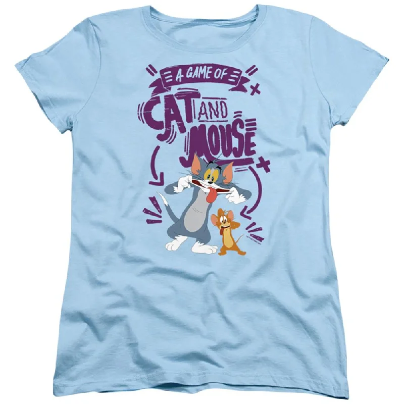 Tom And Jerry Cat And Mouse Women's 18/1 Cotton Short-Sleeve T-Shirt Oversized T-Shirt Spandex breathable