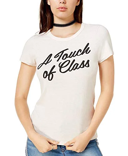 Touch Of Class Cotton Graphic T-Shirt Real Fur Shearling Chenille