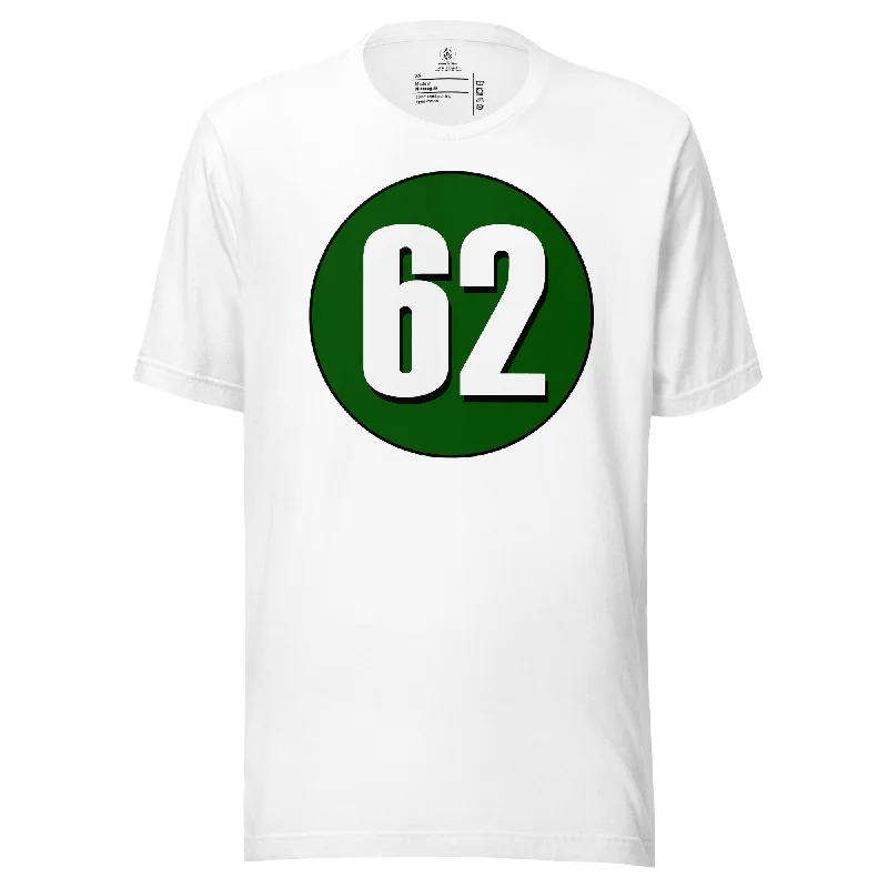 Unisex t-shirt: White on Hunter Green 62 Ribbed T-Shirt High Neck Heavyweight