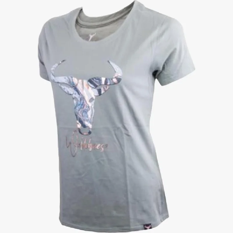 Wildebees Womens Marble Logo Tee Sage Leaf Jersey Fabric Tulle Fabric Batik Fabric