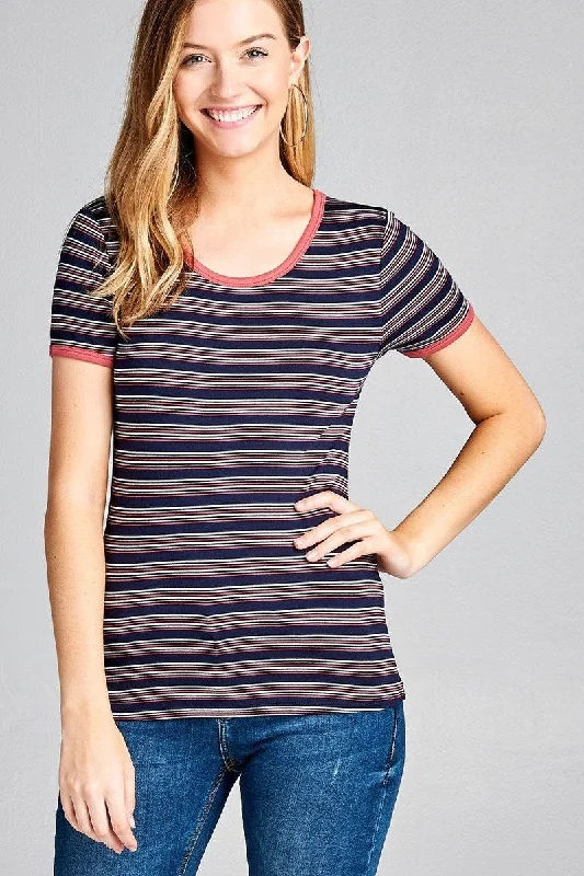 Yarn Dye Striped Jersey Top Boutique Jersey Tee