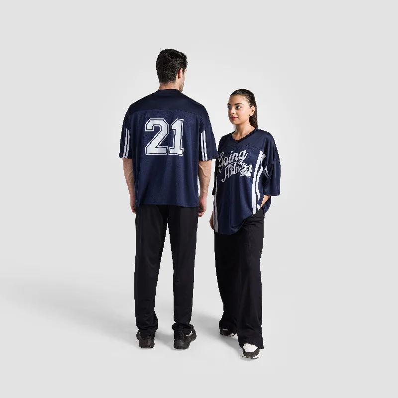 All In Jersey (Navy) Pure White Jersey Tee