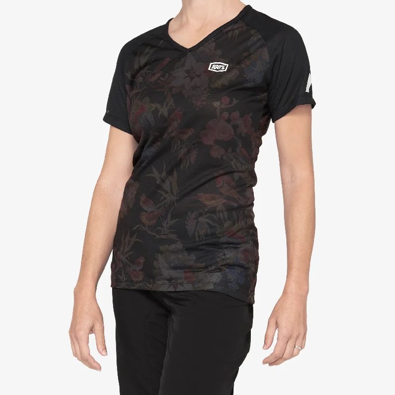 AIRMATIC Women's Jersey Black Floral Autumn Jersey Shirt