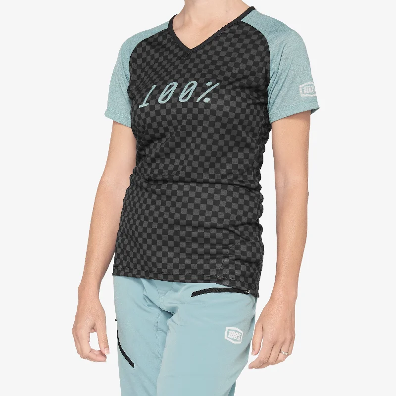 AIRMATIC Women's Jersey Seafoam Checkers Modern Jersey Tee