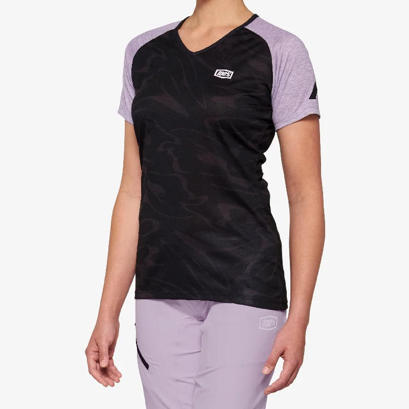 AIRMATIC Women's Short Sleeve Jersey Black/Lavender Pink Jersey Tee