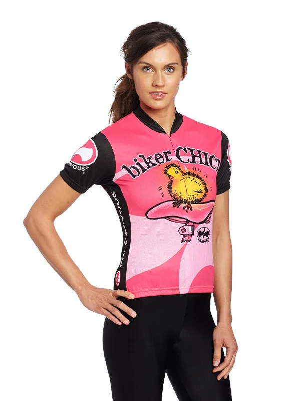 Biker Chick Cycling Jersey - Pink (S, M, L, XL) Branded Jersey Tee