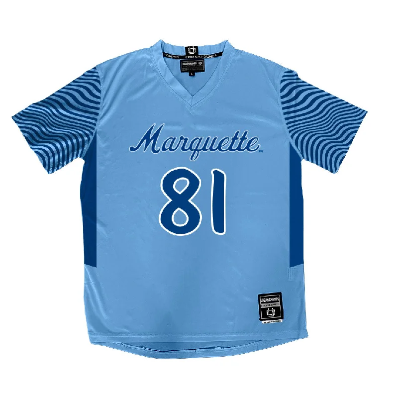 Championship Blue Marquette Women's Soccer Jersey Party Jersey Tee